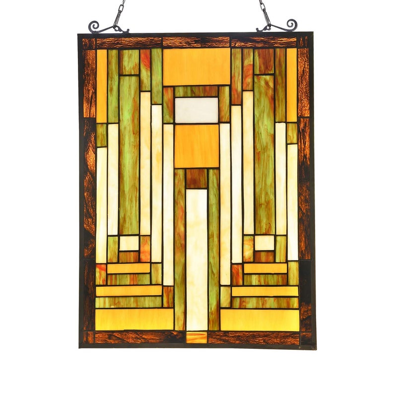 Capulina Stained Glass Window Hangings Panels 17" W x 22" H Antique Tiffany Style Handicrafts Suncatcher Parents Gifts for Home Decor - Image 1